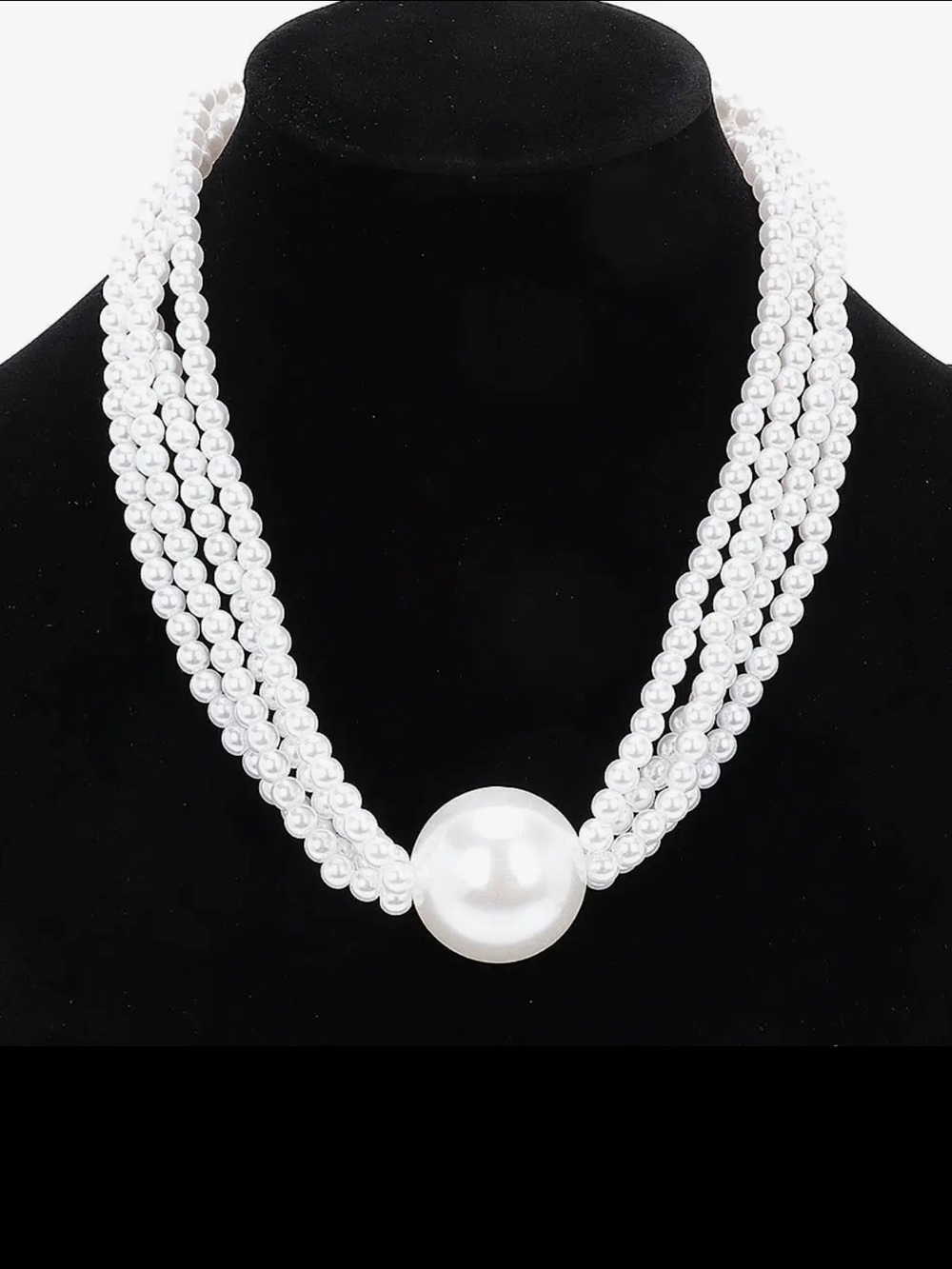 ShopEvelynne White Multi-Strand Pearl Necklace with Center Pearl